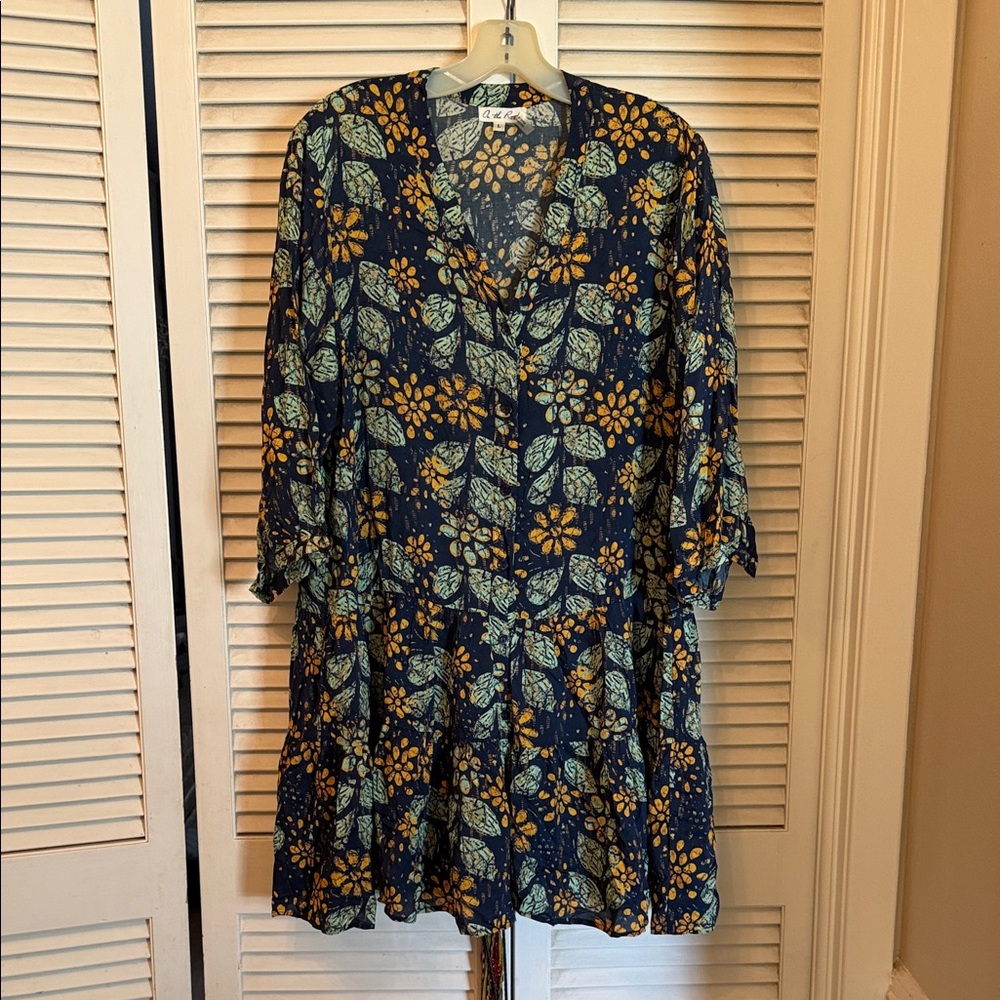 On The Road Navy and Yellow Floral Dress
